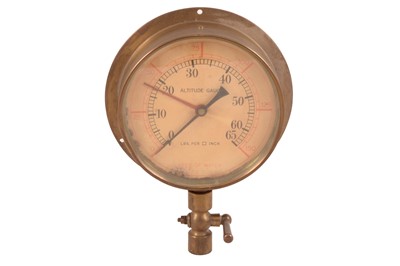 Lot 182 - A Large Old Brass Altitude/Pressure Gauge.