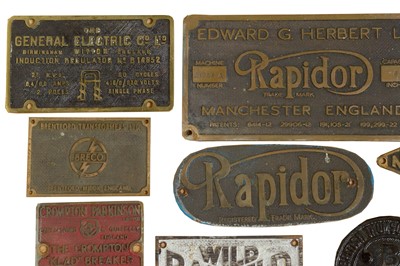 Lot 378 - A Collection of Vintage Machine Name Plates.