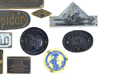 Lot 378 - A Collection of Vintage Machine Name Plates.