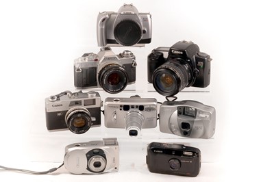 Lot 249 - A Good Group of Canon Compact & SLR Cameras.