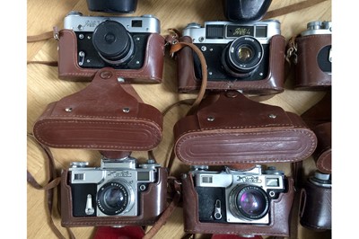 Lot 150 - Group of Nine Soviet Rangefinder Cameras.