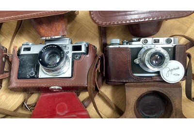 Lot 150 - Group of Nine Soviet Rangefinder Cameras.