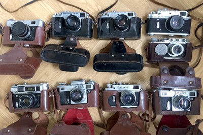 Lot 150 - Group of Nine Soviet Rangefinder Cameras.