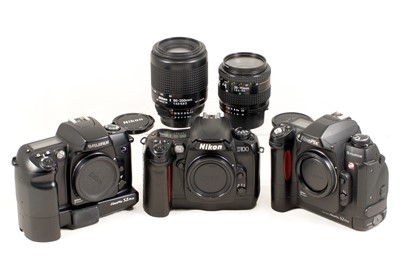 Lot 256 - Nikon & Fuji DSLRs for SPARES or REPAIR, Plus 2 Good Nikkor Lenses.