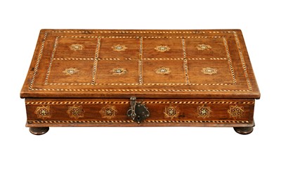 Lot 315 - λ AN HISPANO-MORESQUE IVORY, STAINED WOOD AND BONE-INLAID PORTABLE DOCUMENT HOLDER