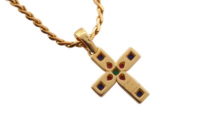 Lot 27 - Cartier l A multi-gem byzantine cross pendant necklace