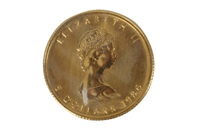 Lot 40 - CANADA, ELIZABETH II, 5 DOLLARS, MAPLE LEAF, 1986, FINE GOLD, 1/10oz
