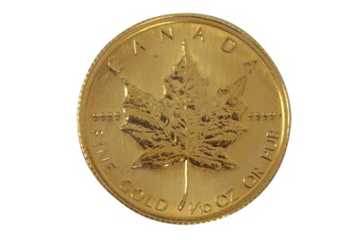Lot 40 - CANADA, ELIZABETH II, 5 DOLLARS, MAPLE LEAF, 1986, FINE GOLD, 1/10oz