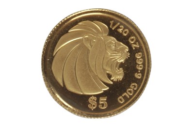 Lot 42 - SINGAPORE, GOLD LION, 5 DOLLARS, 1990, 1/20oz