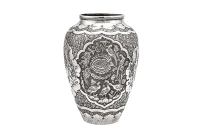 Lot 168 - A mid-20th century Iranian (Persian) silver vase, Isfahan circa 1940 mark of Ja’fari