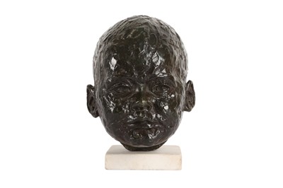 Lot 238 - A BRONZE HEAD OF A BABY IN THE MANNER OF SIR JACOB EPSTEIN (BRITISH, 1880-1959)