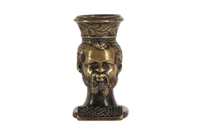 Lot 189 - AN EARLY 19TH CENTURY BRONZE TABLE VESTA MODELLED WITH THE HEAD OF A BEARDED NUBIAN