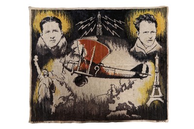 Lot 276 - A 1930'S BELGIAN TEXTILE COMMEMORATING COSTE AND BELLONTE'S 1930 RECORD BREAKING FLIGHT