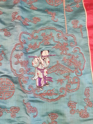 Lot 296 - A CHINESE EMBROIDERED SILK ROBE.