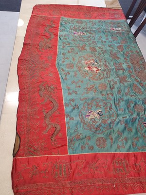 Lot 296 - A CHINESE EMBROIDERED SILK ROBE.