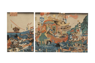 Lot 528 - A JAPANESE WOODBLOCK PRINTS BY KUNIYOSHI (1797 - 1861).