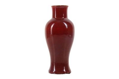 Lot 36 - A CHINESE COPPER RED-GLAZED BALUSTER VASE.