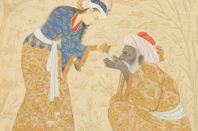 Lot 345 - TWO ARCHAISTIC SAFAVID-REVIVAL TINTED DRAWINGS