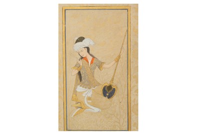 Lot 345 - TWO ARCHAISTIC SAFAVID-REVIVAL TINTED DRAWINGS