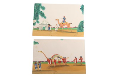 Lot 730 - A GROUP OF ELEVEN INDIAN LANDSCAPE MICA PAINTINGS AND SIX OTHER SIMILAR COMPOSITIONS