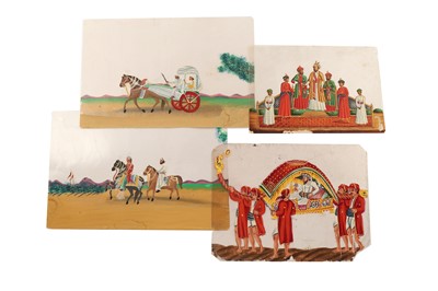 Lot 730 - A GROUP OF ELEVEN INDIAN LANDSCAPE MICA PAINTINGS AND SIX OTHER SIMILAR COMPOSITIONS