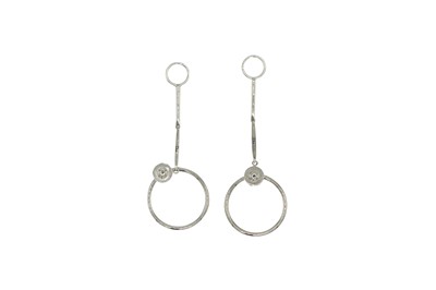 Lot 456 - Christian Dior Silver Circle Drop Earrings