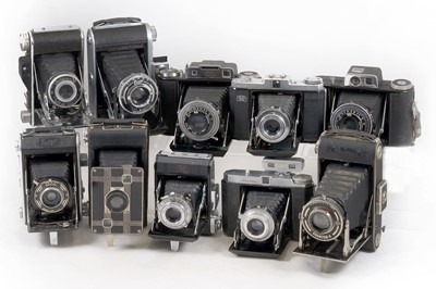 Lot 84 - Group of Ten Ensign, Zeiss Ikon & Other Folding Cameras.