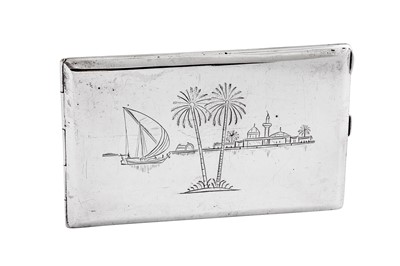 Lot 355 - A mid-20th century Iraqi silver cigarette case, dated 1947 signed Dayil