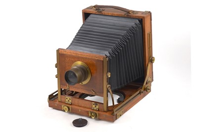 Lot 2 - Unnamed Wood & Brass Half Plate Field Camera.