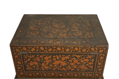 Lot 465 - AN ANGLO-INDIAN LACQUERED AND GILT CHEST ON STAND