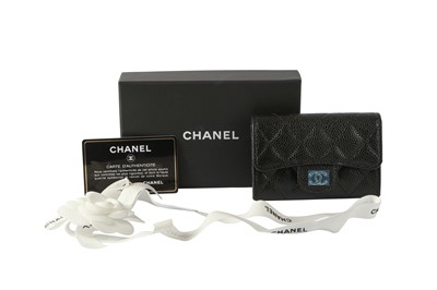 Lot 489 - Chanel Black Caviar CC Flap Card Holder