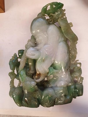 Lot 102 - A CHINESE JADEITE FIGURE OF SHOULAO.