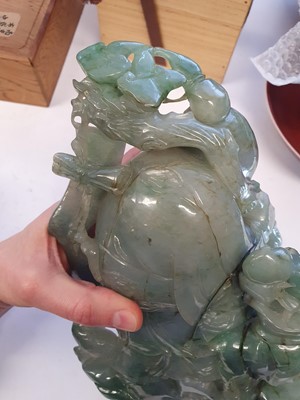 Lot 254 - A CHINESE JADEITE FIGURE OF SHOULAO.