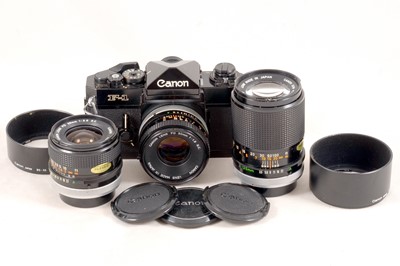 Lot 212 - Canon F-1 Outfit with Three Canon S.C. Lenses.