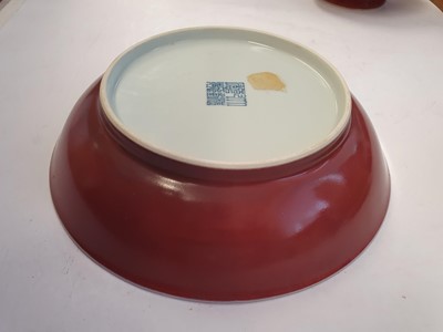 Lot 196 - A CHINESE COPPER RED DISH.