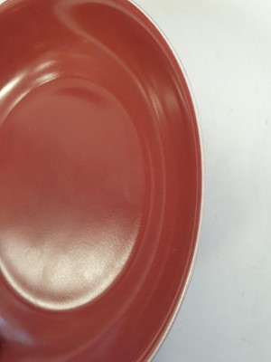 Lot 196 - A CHINESE COPPER RED DISH.