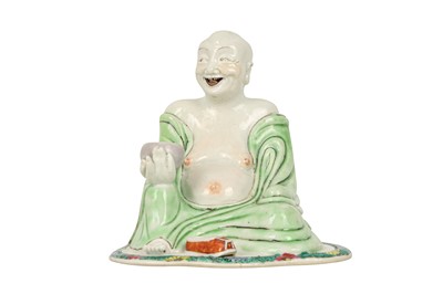 Lot 110 - A CHINESE FAMILLE ROSE FIGURE OF A LUOHAN.