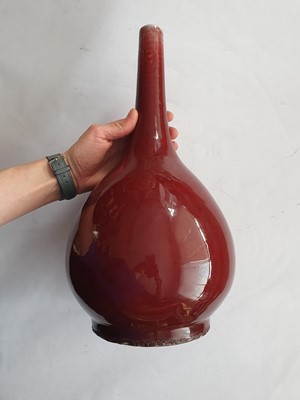 Lot 195 - A CHINESE LANGYAO PEAR-SHAPED VASE.