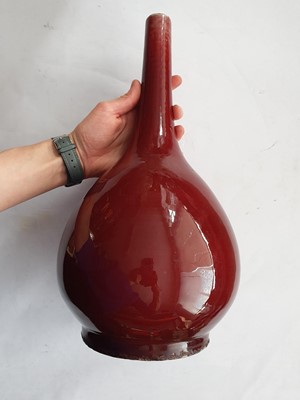Lot 195 - A CHINESE LANGYAO PEAR-SHAPED VASE.