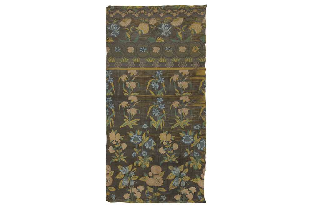 Lot 504 - A PANEL OF BROCADED SILK WITH FLOWERS