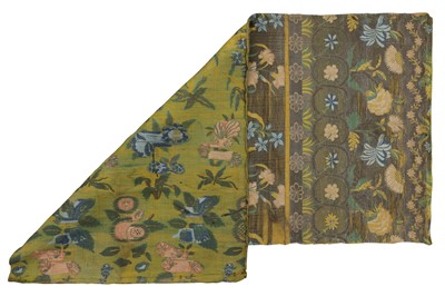 Lot 504 - A PANEL OF BROCADED SILK WITH FLOWERS