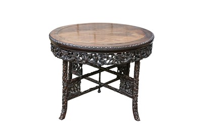 Lot 651 - A CHINESE WOOD 'DRAGON' CENTRE TABLE.