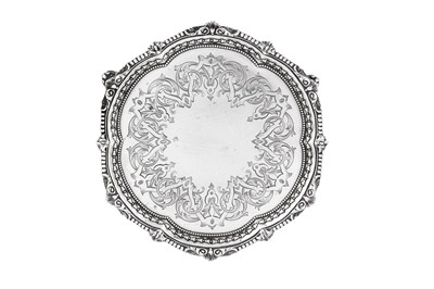 Lot 593 - A Victorian sterling silver waiter or small salver, London 1872 by Robert Harper