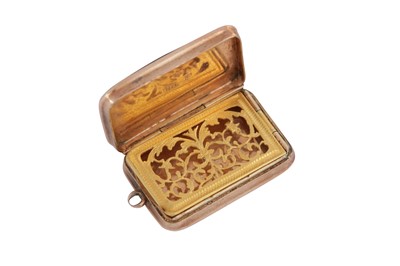 Lot 33 - An early 19th century continental gold and pique inlaid lacquer vinaigrette, probably German circa 1820