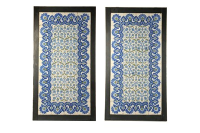 Lot 516 - TWO LARGE FIREPLACE PANELS OF MORRIS & CO. POTTERY TILES