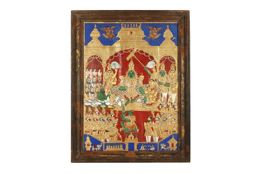 Lot 403 - AN ENTHRONEMENT SCENE WITH LORD RAMA AND HIS CONSORT SITA