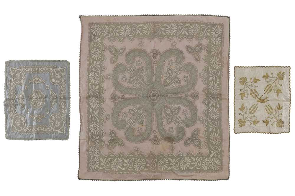 Lot 519 - THREE OTTOMAN EMBROIDERED BOCCHAS