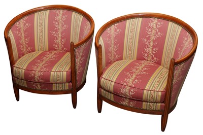 Lot 194 - A PAIR OF FRENCH FOLLOT STYLE TUB CHAIRS