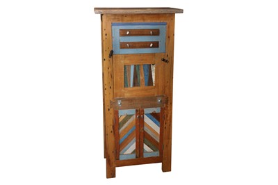 Lot 257 - KATHERINE FERNIE OF MANCHESTER, A CONTEMPORARY OAK AND RECLAIMED WOOD TALL CABINET