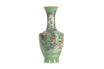 Lot 726 - A CHINESE GREEN-GROUND FIGURATIVE VASE.
